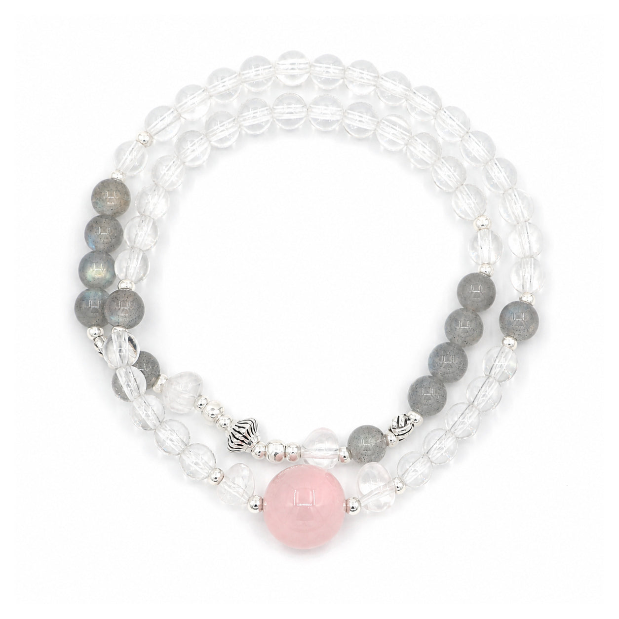 Rose Mist Orbit Wrap Bracelet — full view