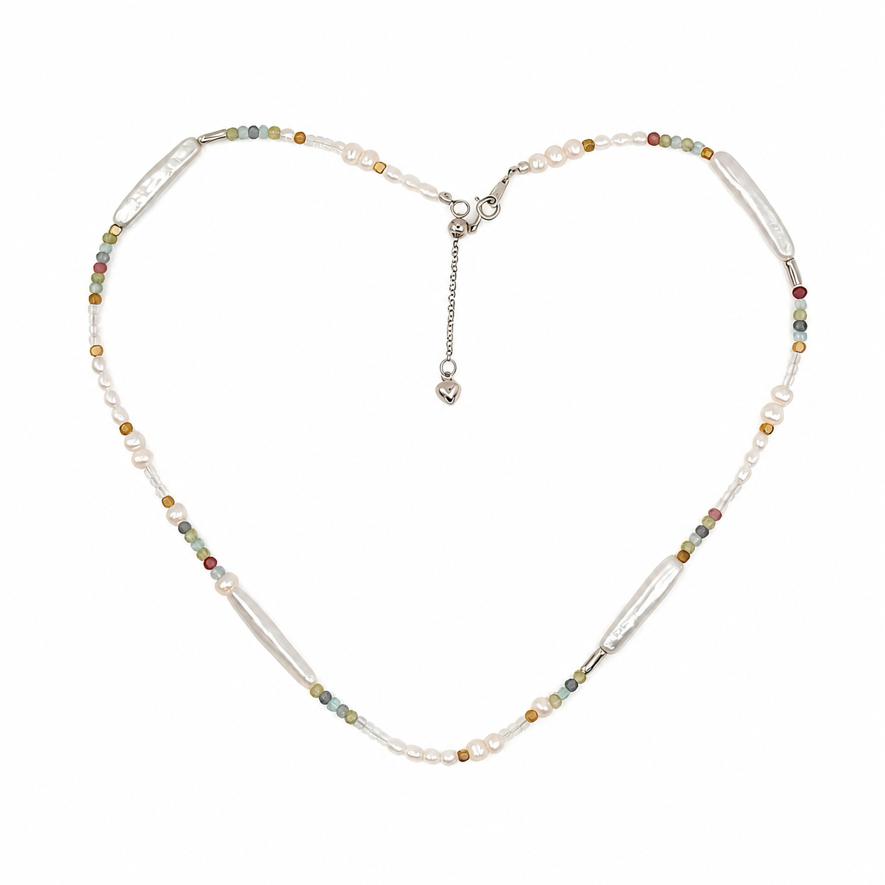Confetti Pearl Line Necklace — full view