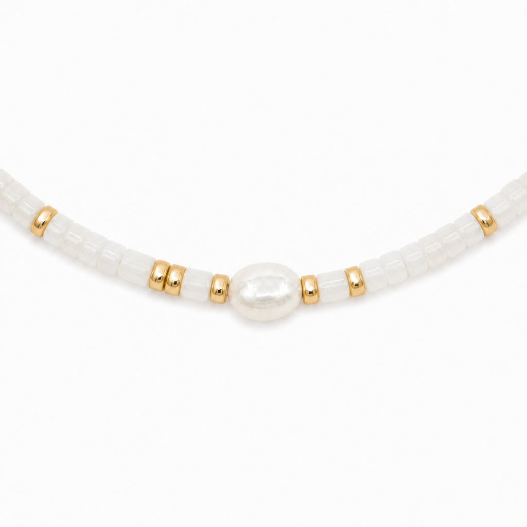 Mother-of-Pearl Frost Necklace — detail view