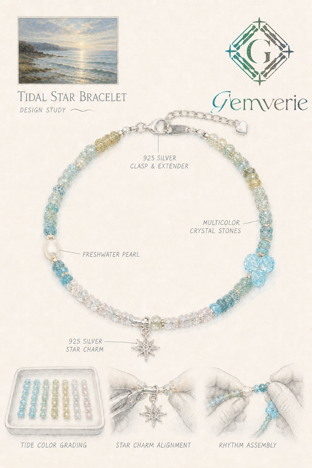 Tidal Star Bracelet — hand-drawn design