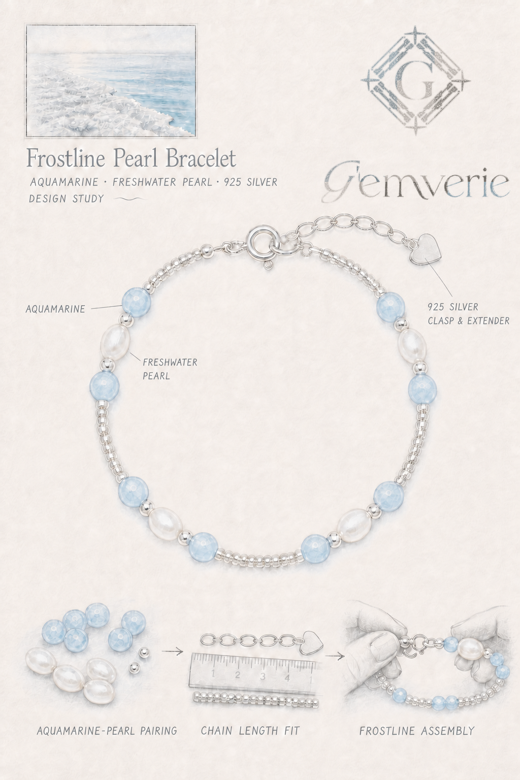 Frostline Lustre Bracelet — hand-drawn design