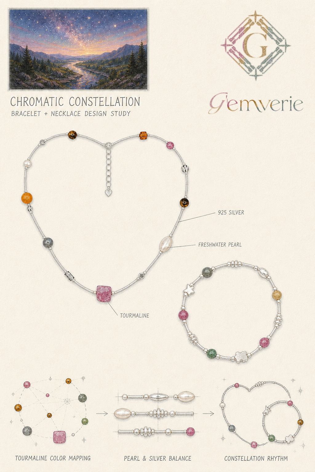 Chromatic Constellation Bracelet — hand-drawn design