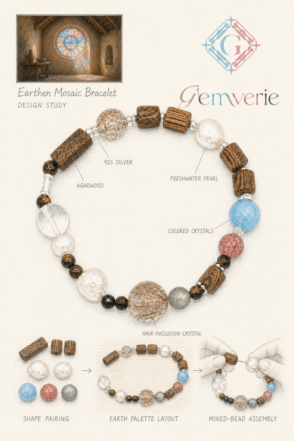 Earth Mosaic Bracelet — hand-drawn design