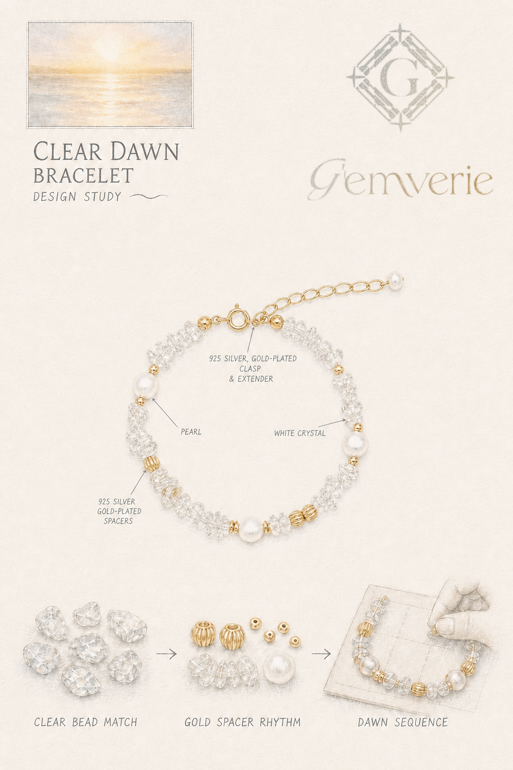 Clear Dawn Bracelet — hand-drawn design