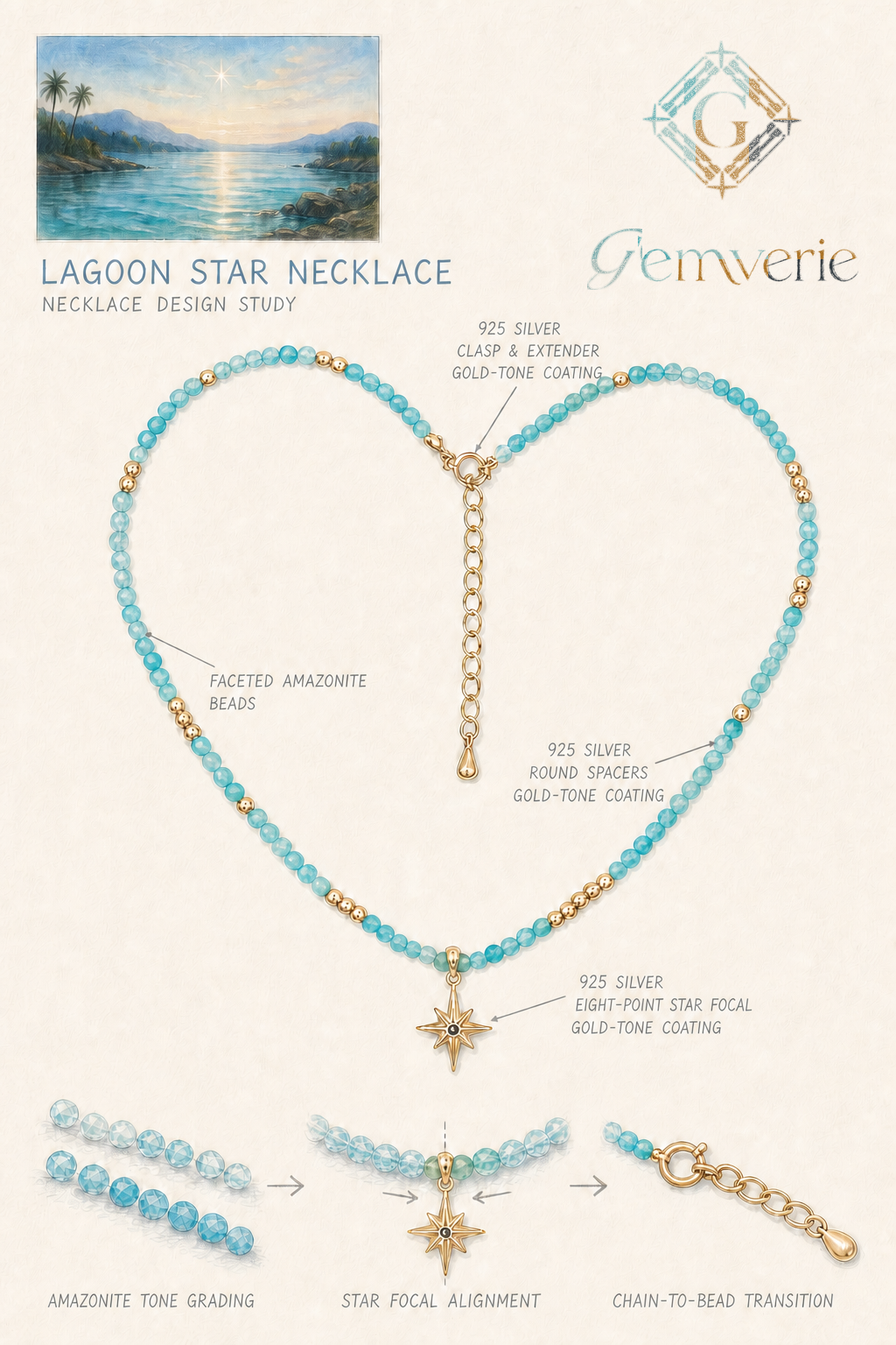 Lagoon Star Necklace — hand-drawn design