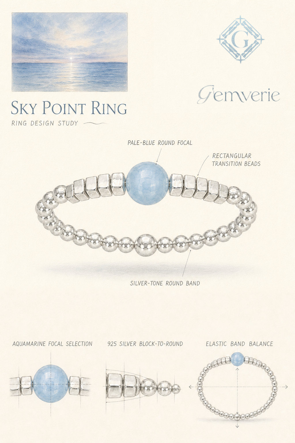 Sky Point Ring — hand-drawn design