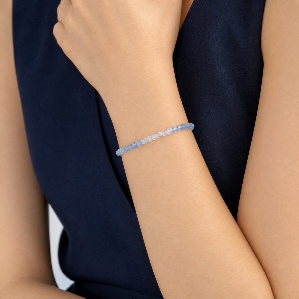 Ocean Veil Aquamarine Bracelet — worn view