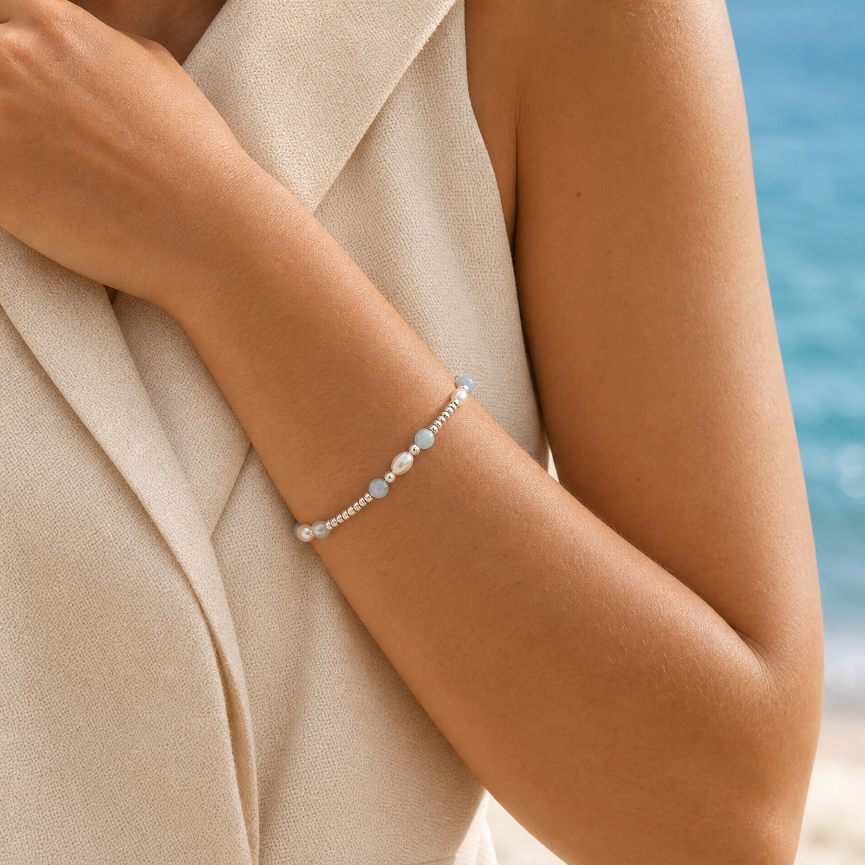 Frostline Lustre Bracelet — worn view