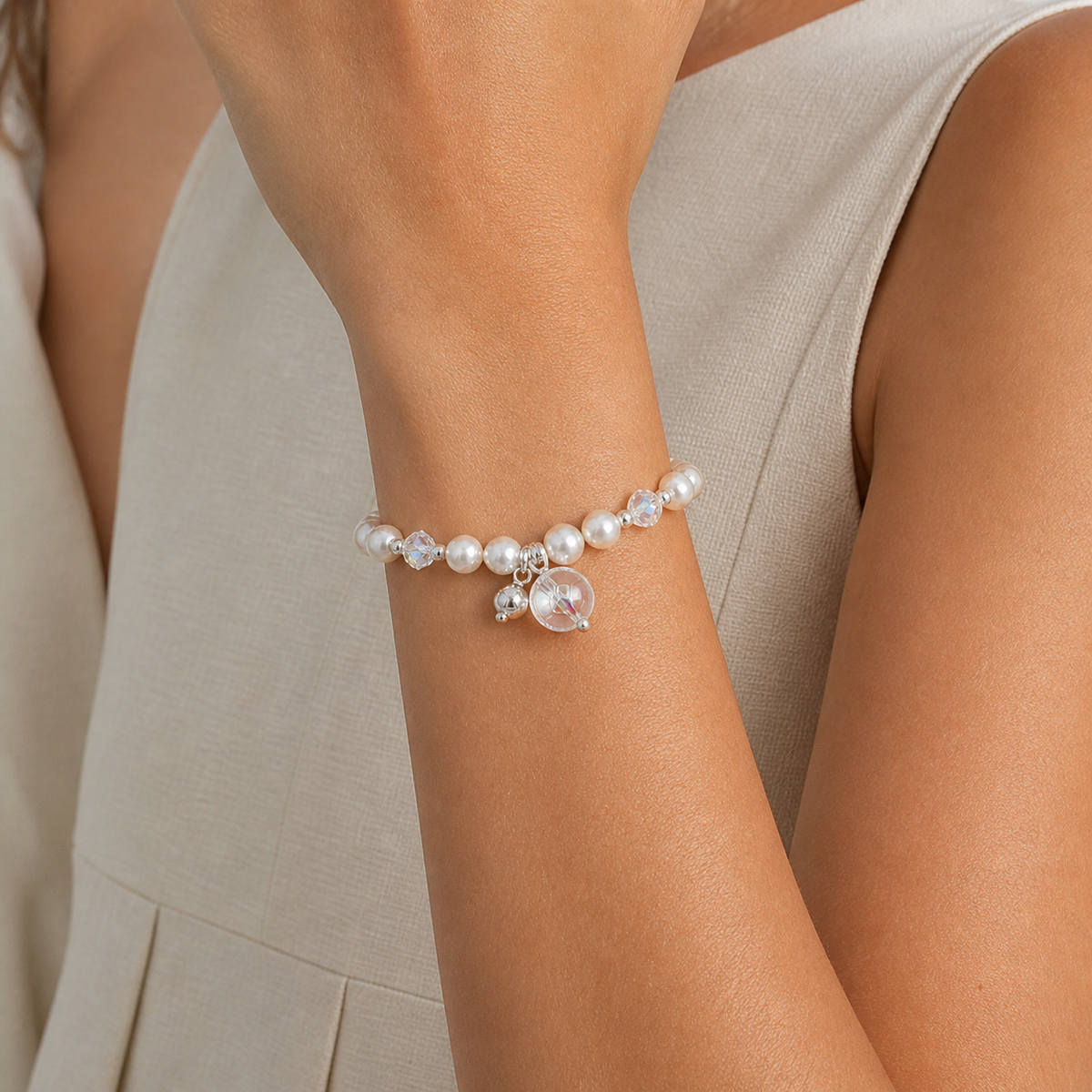 Iridescent Heart Bracelet — worn view