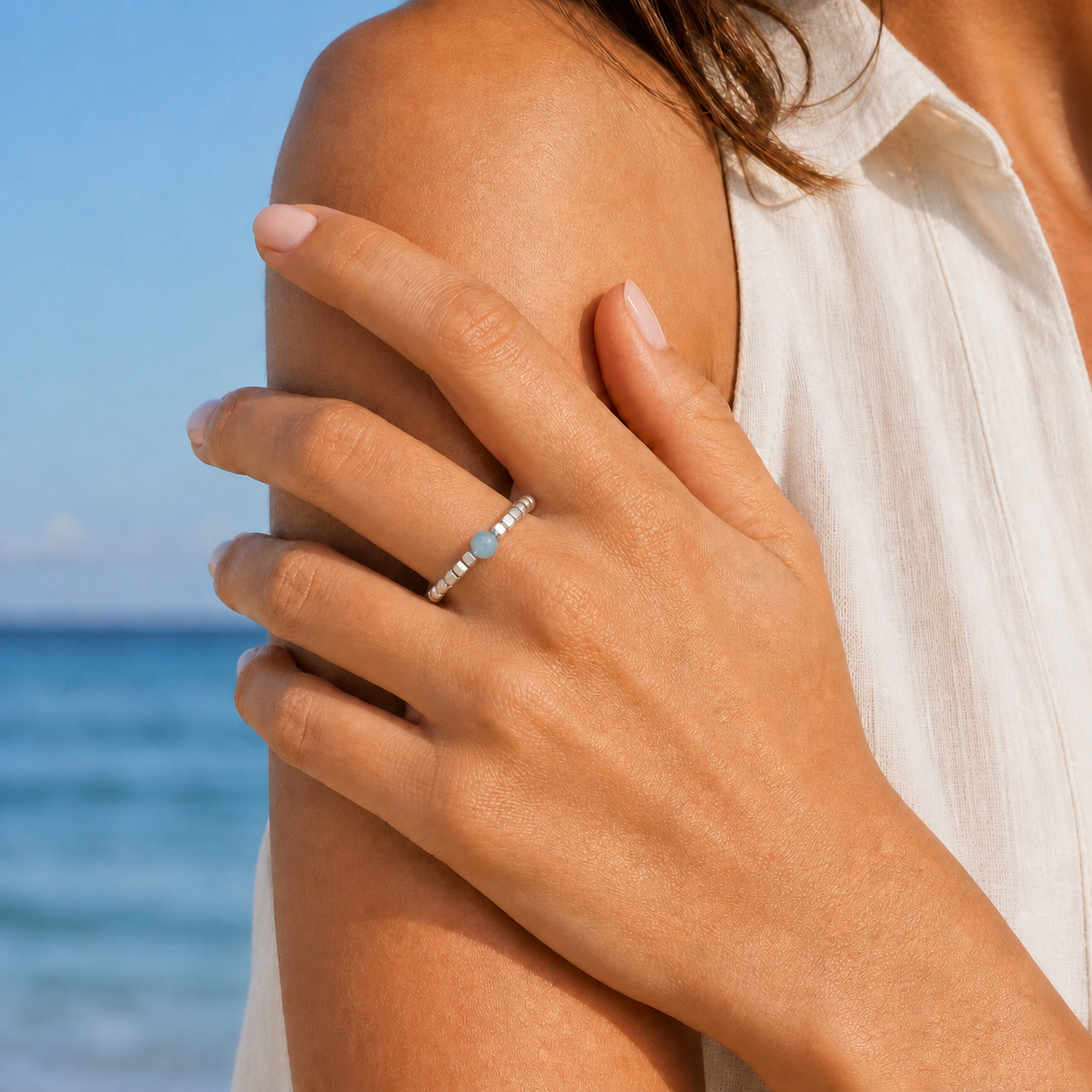 Sky Point Ring — worn view