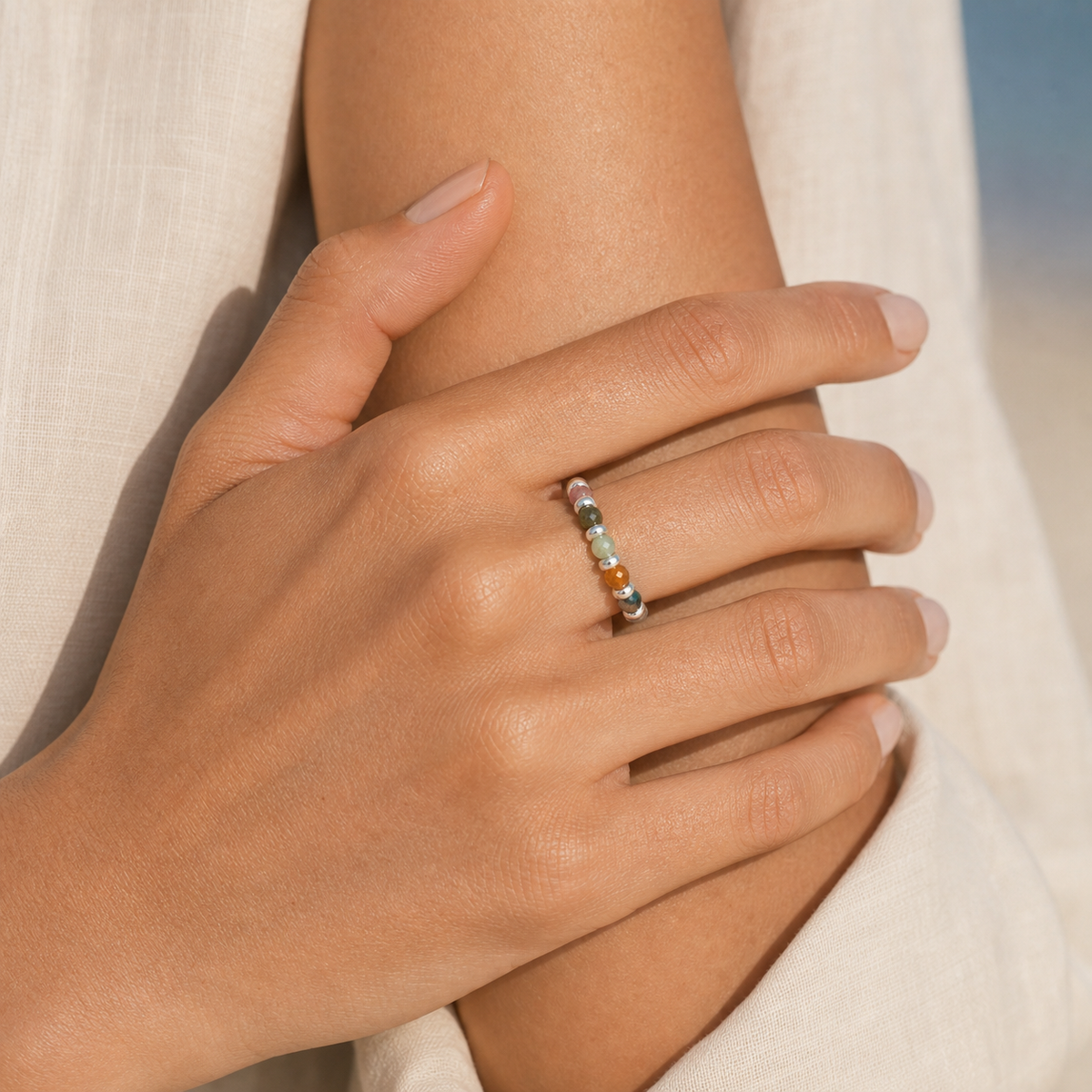 Moonlit Mosaic Ring — worn view