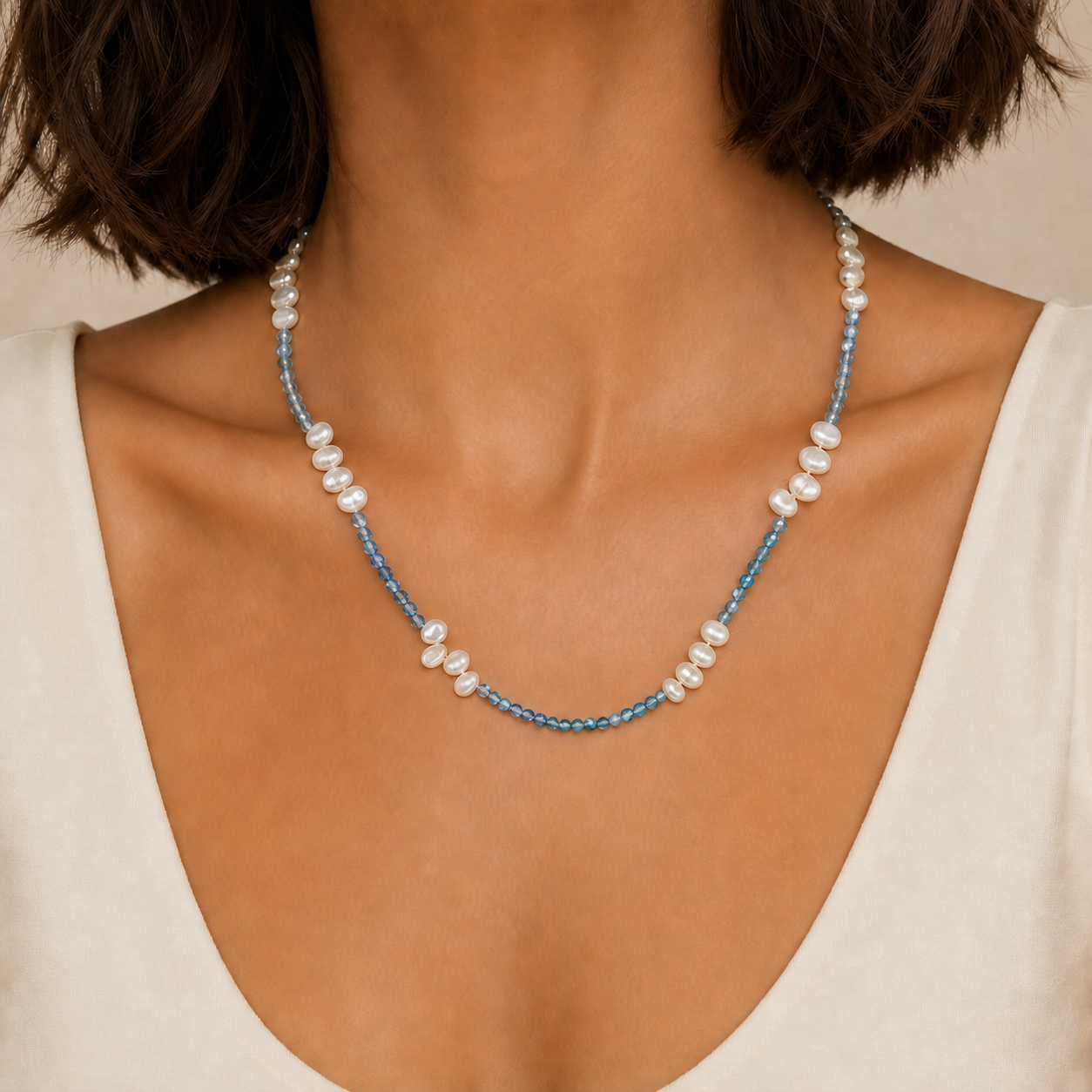 Blue Current Necklace — worn view